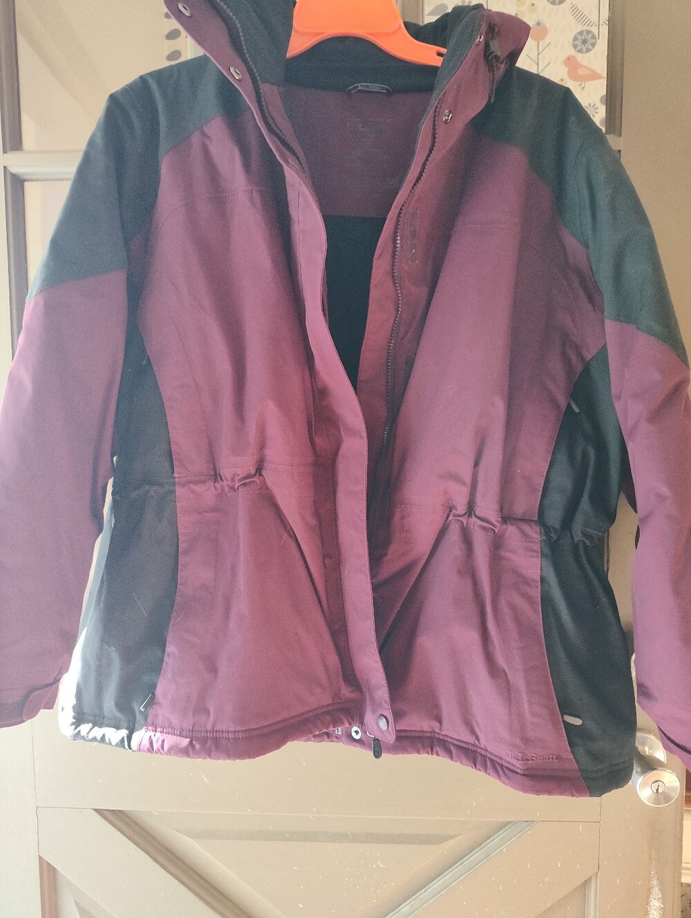 LL Bean Women's Purple and Black Hooded Jacket